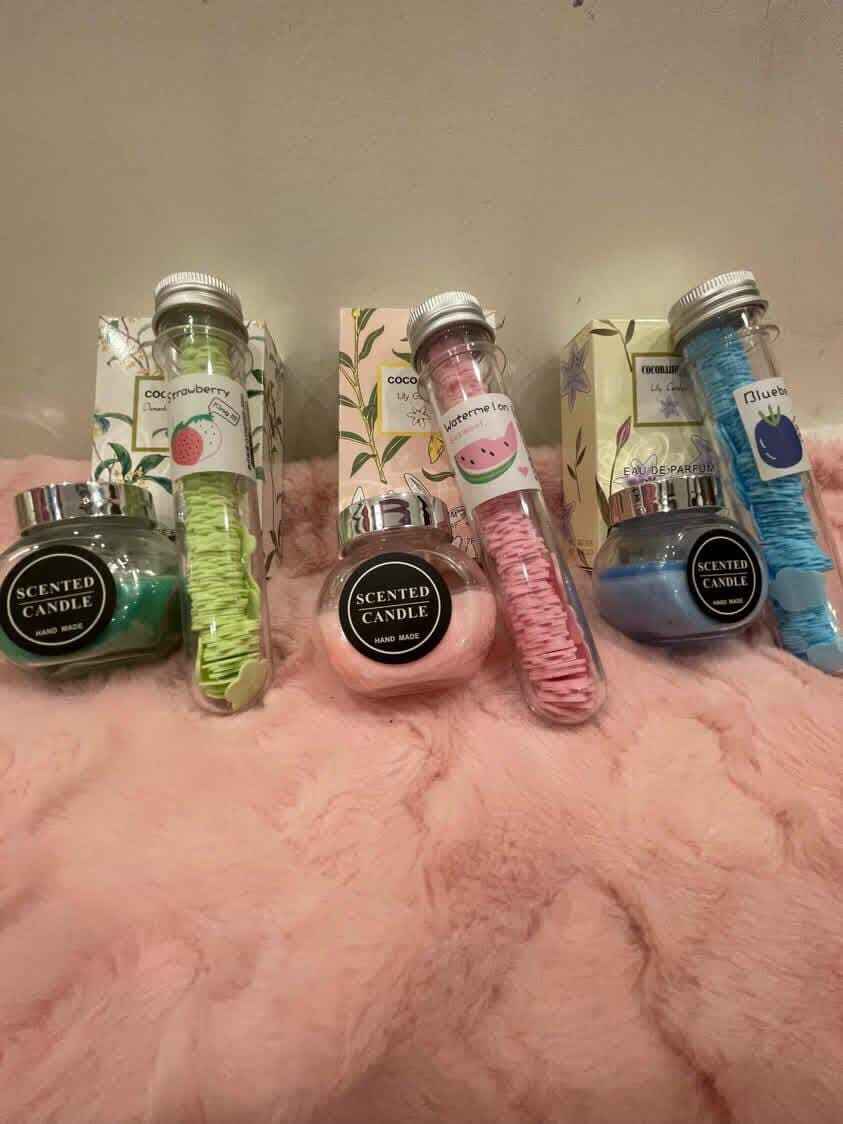 Affordable gift set in Pakistan with perfume candle and paper soap