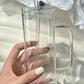 Square Glass Mug With Handle , Glass Straw & Lid