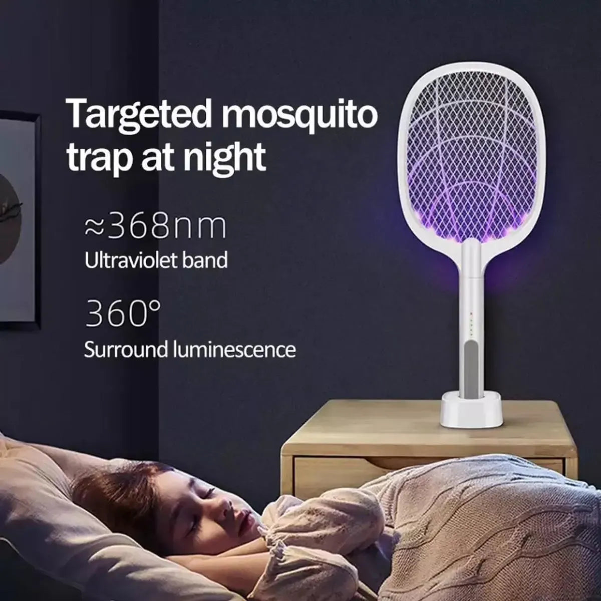 2 in 1 mosquito racket and lamp for home outdoor use