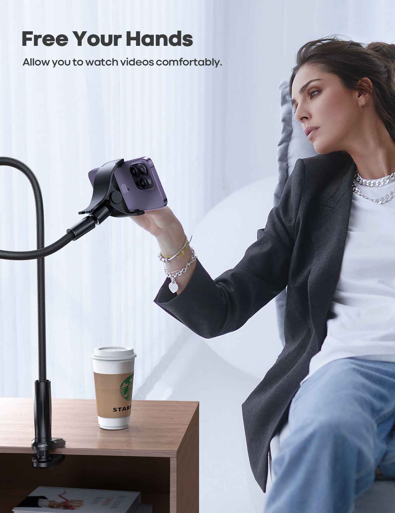 360 rotation mobile holder stand for bed and desk