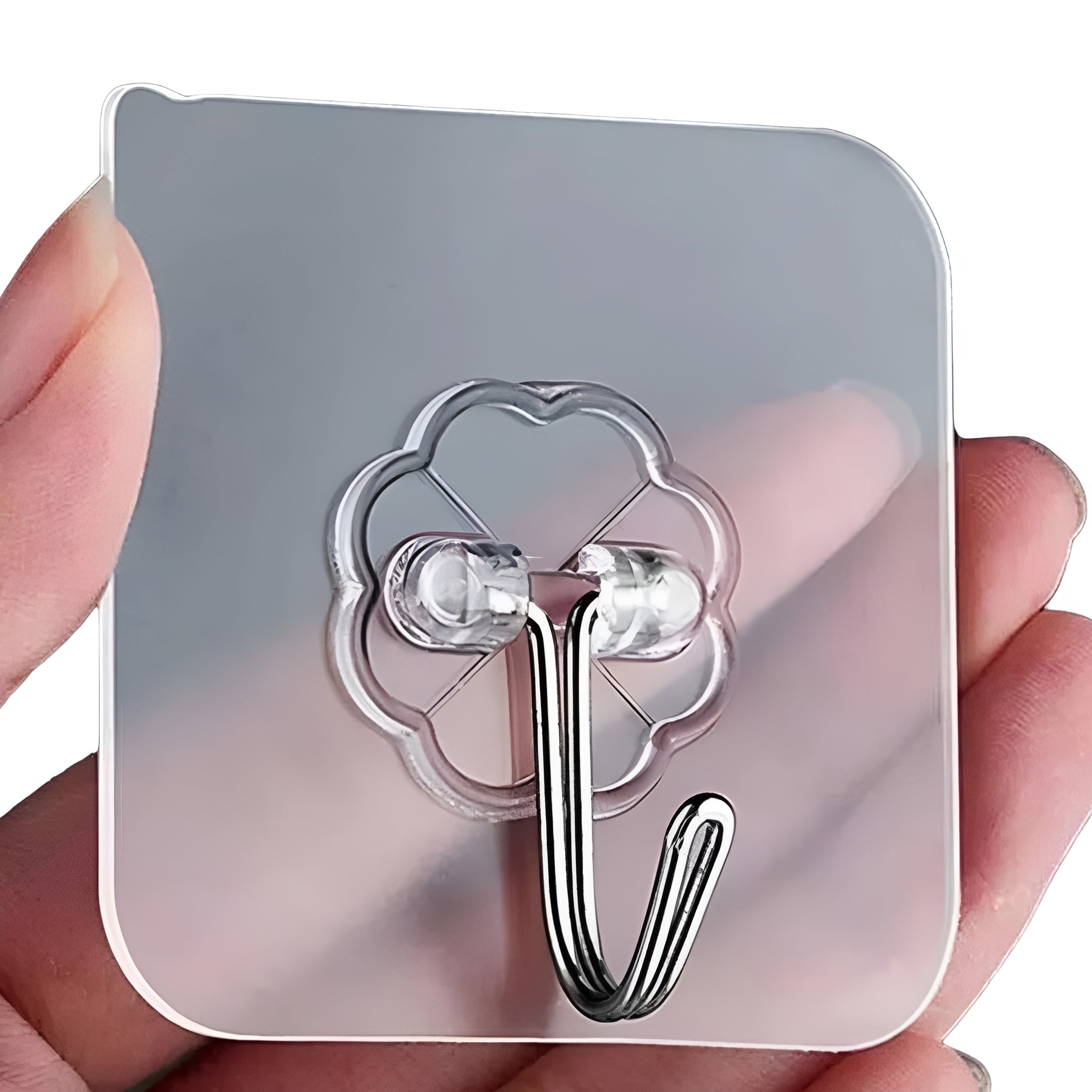 Transparent self adhesive wall hooks strong hold no drill pack of 10