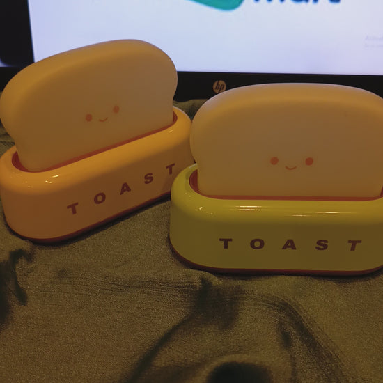 Bread Toast LED Night Light – Cute Cartoon Table Lamp | Rechargeable Dimmable Bedside Lamp with Timer | Cozy Home & Gift Decor